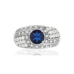 Bague argent 925 pierre imitation bleue et zirconias - vue 3