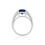 925 silver ring with rectangular blue stone and zirconias - view 2