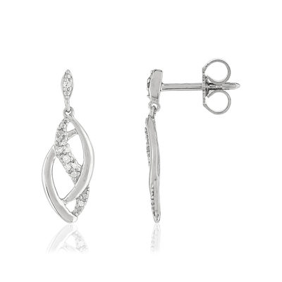 Boucles d'oreilles or blanc 375 diamants