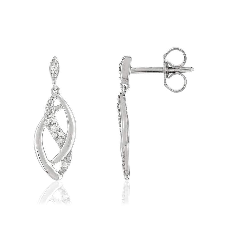 Boucles d'oreilles or blanc 375 diamants - vue 1