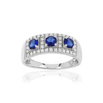 Bague argent 925 pierres imitation bleues et zirconias - vue 1
