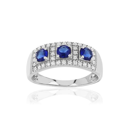 Bague argent 925 pierres imitation bleues et zirconias