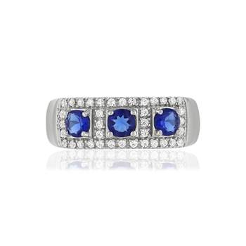 925 silver ring with imitation blue stones and zirconias