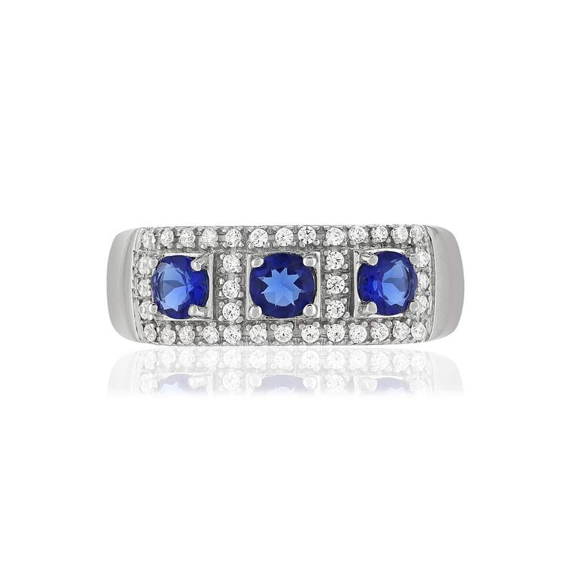 Bague argent 925 pierres imitation bleues et zirconias - vue 3