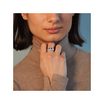 Bague argent 925 pierres imitation bleues et zirconias - vue porté 1