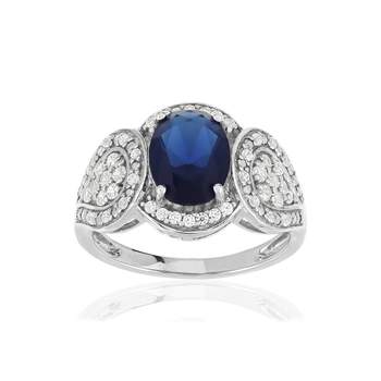 925 silver ring with imitation blue stone and zirconias