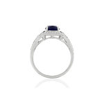 Bague argent 925 pierre imitation bleue et zirconias - vue 2