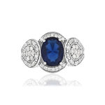 Bague argent 925 pierre imitation bleue et zirconias - vue 3
