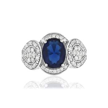 925 silver ring with imitation blue stone and zirconias