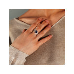 Bague argent 925 pierre imitation bleue et zirconias - vue porté 1