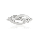 Bague or 375 blanc entrelacée diamants - vue 3