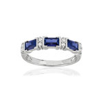 Bague argent 925 pierres imitation bleues rectangulaires et zirconias - vue 1