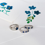 Bague argent 925 pierres imitation bleues rectangulaires et zirconias - vue D3