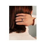 Bague argent 925 pierres imitation bleues rectangulaires et zirconias - vue porté 1