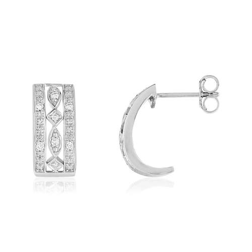 Boucles d'oreilles or blanc 375 diamants