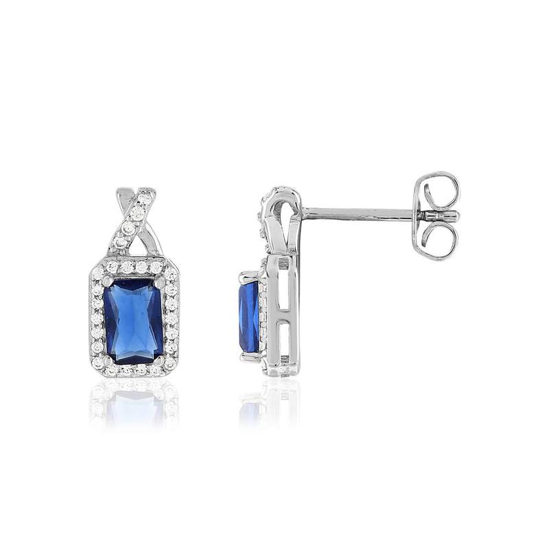 Blue zirconia-style stone earrings - view 1