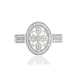 Ovale opengewerkte diamanten ring in 375 witgoud - bekijk 3