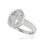 Ovale opengewerkte diamanten ring in 375 witgoud - bekijk D1