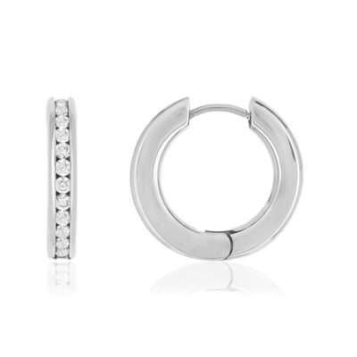 Créoles acier zirconias 20 mm - vue 1