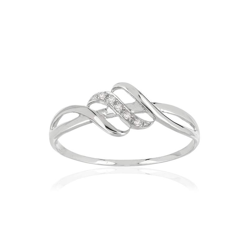 Bague or blanc 375 diamants - vue 1