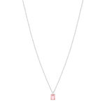 Collier argent 925 pierre rose rectangulaire et zirconias 45 cm - vue 2
