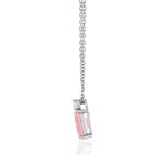 Collier argent 925 pierre rose rectangulaire et zirconias 45 cm - vue D2
