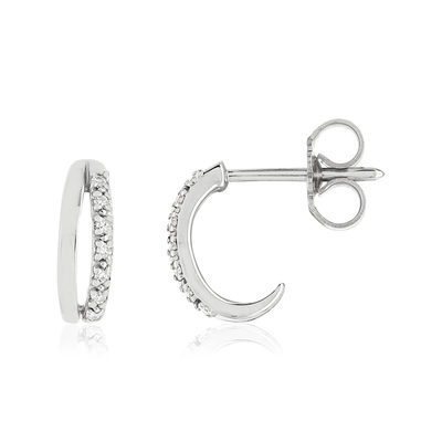 Boucles d'oreilles or 375 blanc diamants - vue 1