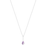 Collier argent 925 améthyste taille poire et zirconias 45 cm - vue 2