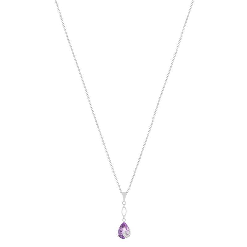 Collier argent 925 améthyste taille poire et zirconias 45 cm - vue 2