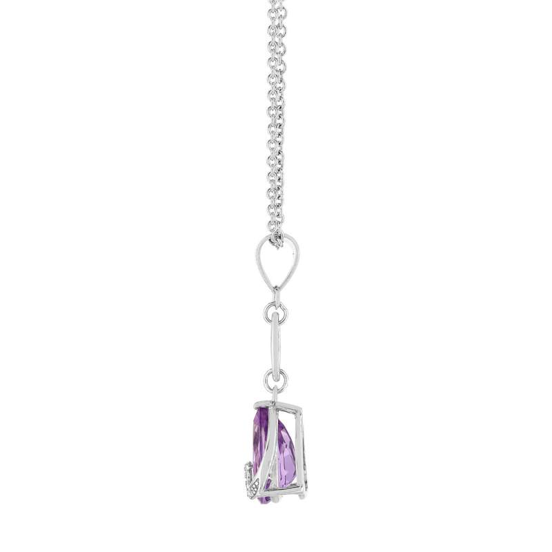 Collier argent 925 améthyste taille poire et zirconias 45 cm - vue D2