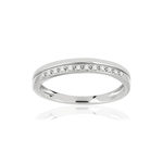 Bague or 375 blanc diamants - vue 1