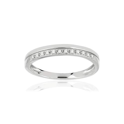 Bague or 375 blanc diamants