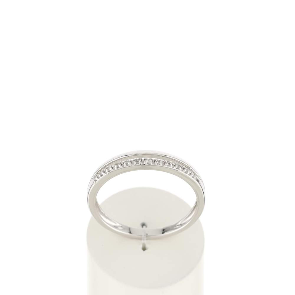 Bague or 375 blanc diamants - vue 1