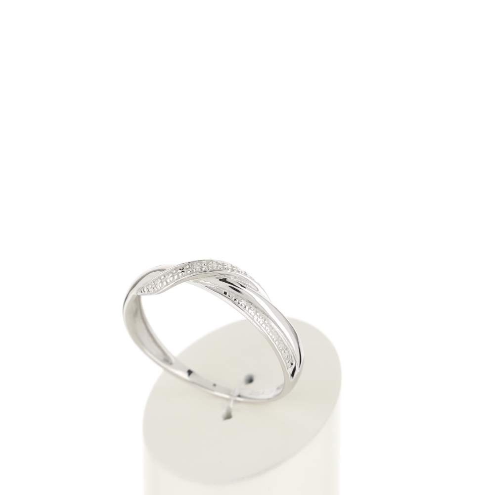 Bague or blanc 375 entrelacée diamant - vue 3