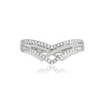 Bague or 375 blanc 'V' diamants - vue 3