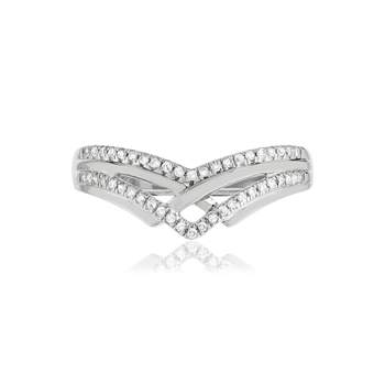 375 white gold 'V' diamond ring