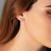 Boucles d'oreilles argent 925 pierres imitation roses et zirconias - vue Vporté 1