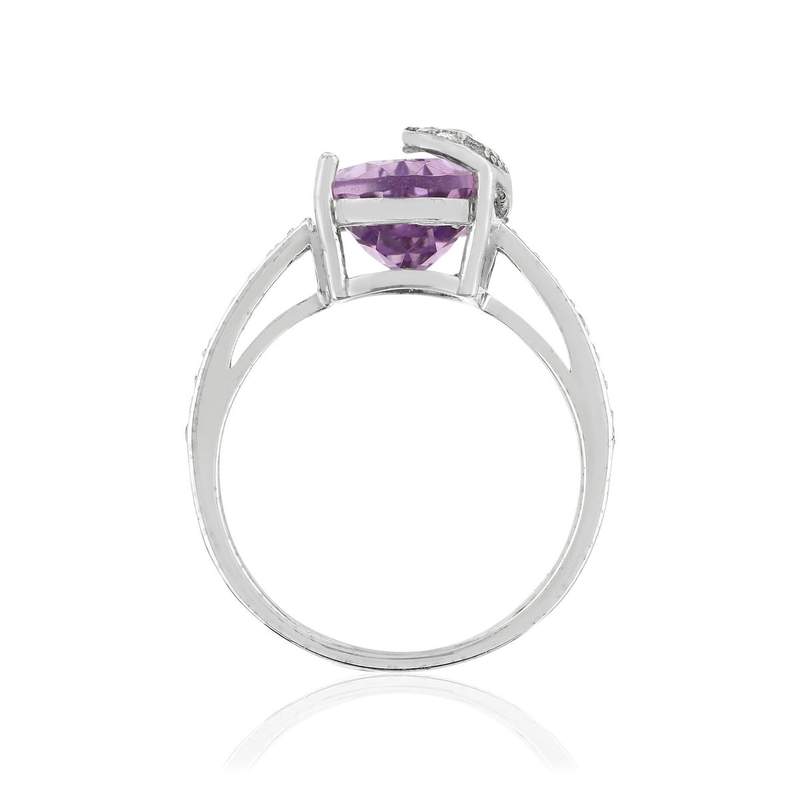 925 zilveren ring met peergeslepen amethist en zirkonia's - bekijk 2