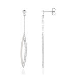 Boucles d'oreilles or blanc 375 pendants diamants - vue 1