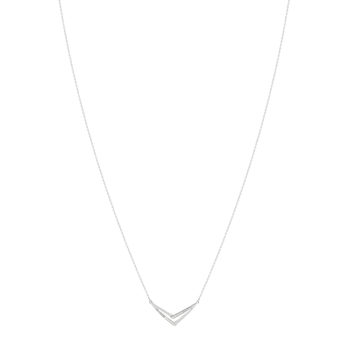 Collier or 375 blanc 'V' diamants 42 cm