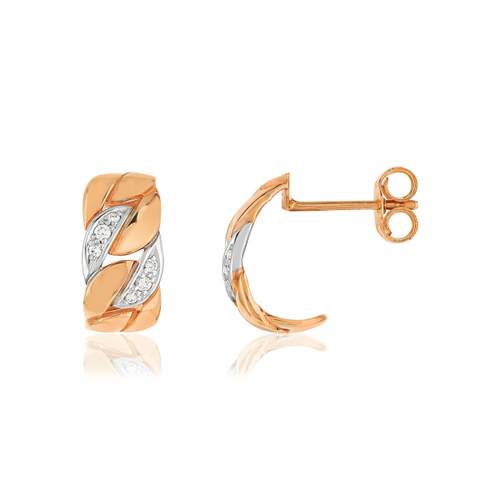 Boucles d'oreilles or rose 750 diamants