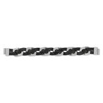 Bracelet cuir noir acier 21 cm - vue 1
