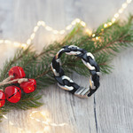 Bracelet cuir noir acier 21 cm - vue D3