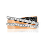 Bague or rose 750 diamants blancs et diamants noirs traités - vue 3