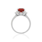 Bague argent 925 zirconias rouge carré et blancs - vue 2