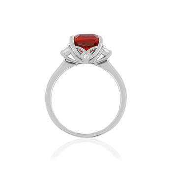 925 sterling silver ring with square red and white zirconias