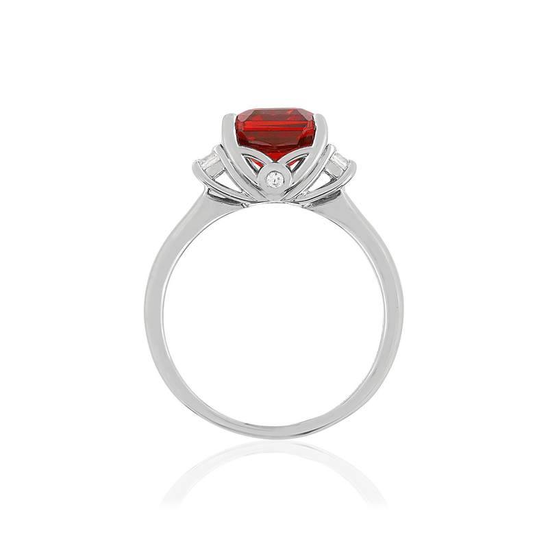 Bague argent 925 zirconias rouge carré et blancs - vue 2
