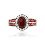 Bague argent 925 ovale pierres imitation rouges et zirconias - vue 3