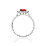 Bague argent 925 zirconias rouge carré et blancs - vue 2