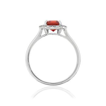 Bague argent 925 zirconias rouge carré et blancs